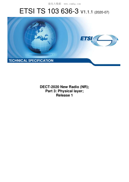 ETSI TS 103 636-3-2020  Dect-2020 New Radio (Nr); Part 3: Physical Layer; Release 1