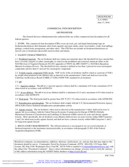 NAVY A-A-59964-2016  Air Freshener