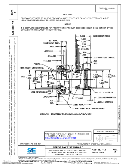 SAE AS81582/2B-2017  (R) Connector,Plug,Electric,Bayonet Coupling,Lanyard Release,Rfi Shielded,Crimp-Type Contacts,Class E