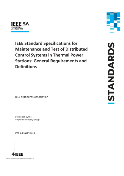 IEEE 1865-2019  Maintenance and Test of Distributed Control Systems in Thermal Power Stations: General Requirements and Definitions