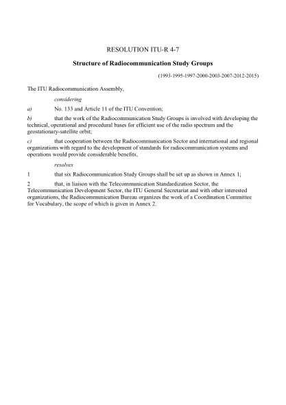 ITU-R R.4-7-2015  Structure of Radiocommunication Study Groups