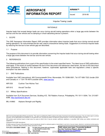SAE AIR6906-2018  Impulse Towing Loads