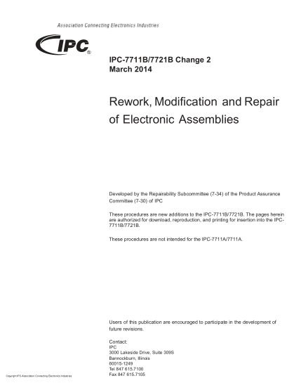 IPC 7711B/7721B AMD 2-2014  Rework,Modification And Repair Of Electronic Assemblies