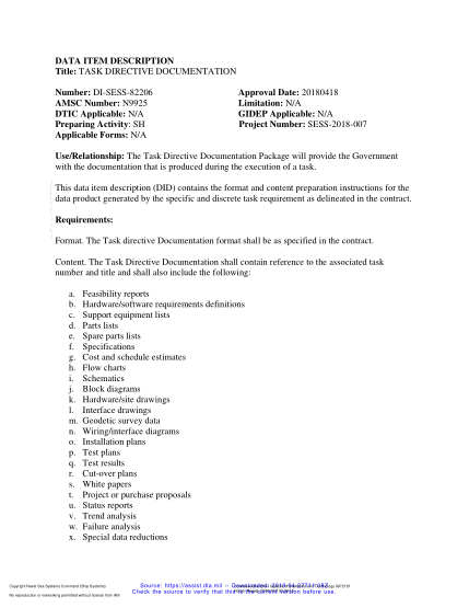 NAVY DI-SESS-82206-2018  Task Directive Documentation