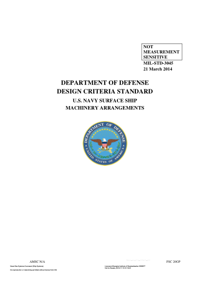 NAVY MIL-STD-3045-2014  U.S. NAVY SURFACE SHIP MACHINERY ARRANGEMENTS