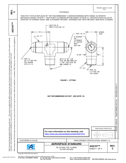 SAE AS5197C-2020  (R) Fitting, Tee, Flared To Pipe On Side