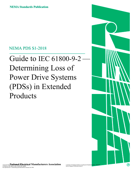 NEMA PDS S1-2018  Guide To Iec 61800-9-2 — Determining Loss Of Power Drive Systems (Pdss) In Extended Products