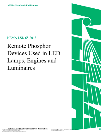 NEMA LSD 68-2013  Remote Phosphor Devices Used In Led Lamps, Engines And Luminaires