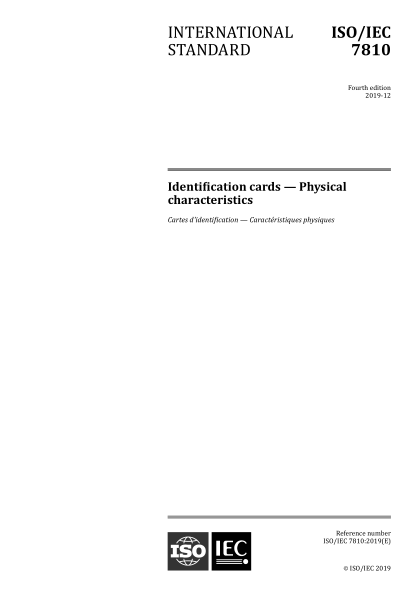 ISO/IEC 7810-2019 識別卡--物理屬性 Identification cards &mdash; Physical characteristics