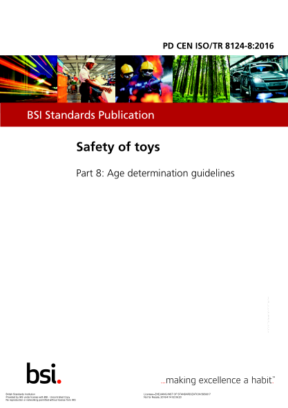 PD CEN ISO/TR 8124-8-2016 玩具安全 年齡確定指南 Safety of toys. Age determination guidelines