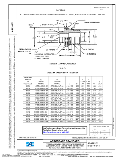 SAE AS6383-2017  Grub Screw For Plunger Assembly (Edition 1;Formerly Ads As6383)