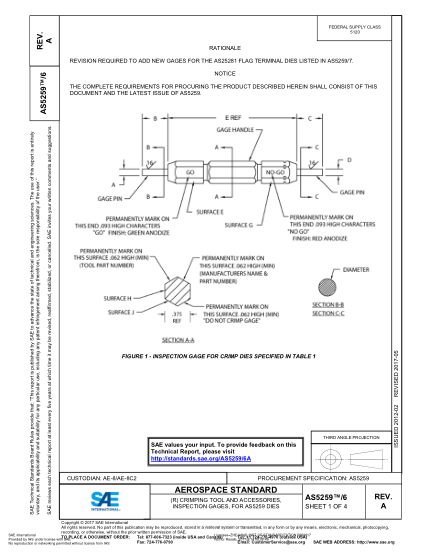 SAE AS5259/6A-2017  (R) Crimping Tool And Accessories, Inspection Gages, For As5259 Dies