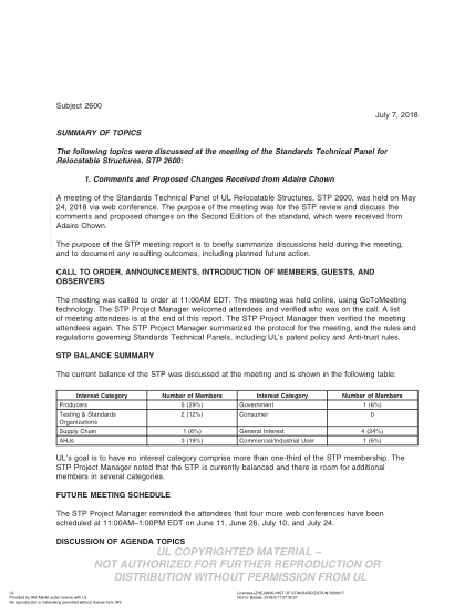 UL 2600 BULLETIN/5-2018  UL Standard For Safety For Relocatable Structures