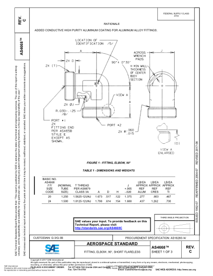 SAE AS4668C-2017  Fitting,Elbow,90°,Short Flareless