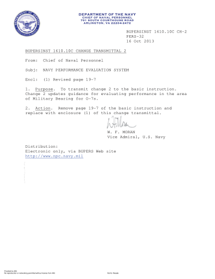 NIDS BUPERS 1610.10C CH-2-2013  (Pers-32) Navy Performance Evaluation System