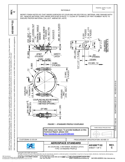 SAE AS1895/22C-2018  (R) Coupling,V-Retainer,Double Latch,Type I Standard Profile