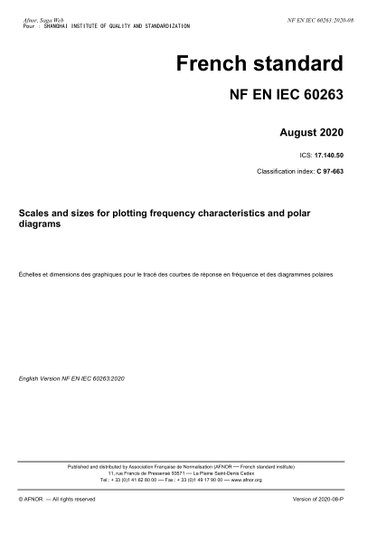 NF EN IEC 60263-2020  Scales and sizes for plotting frequency characteristics and polar diagrams