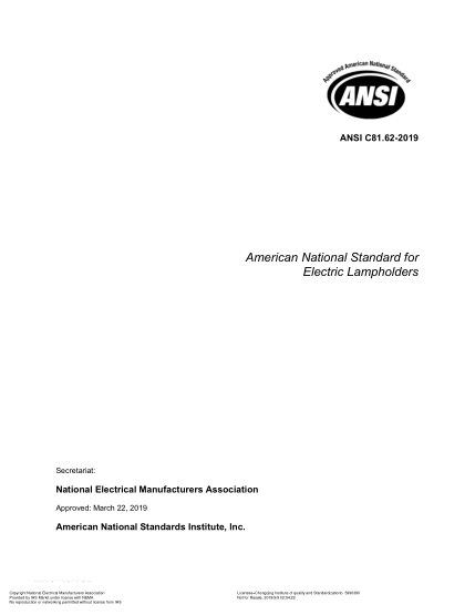 NEMA C81.62-2019  Electric Lampholders