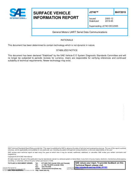 SAE J2740-2019  General Motors Uart Serial Data Communications