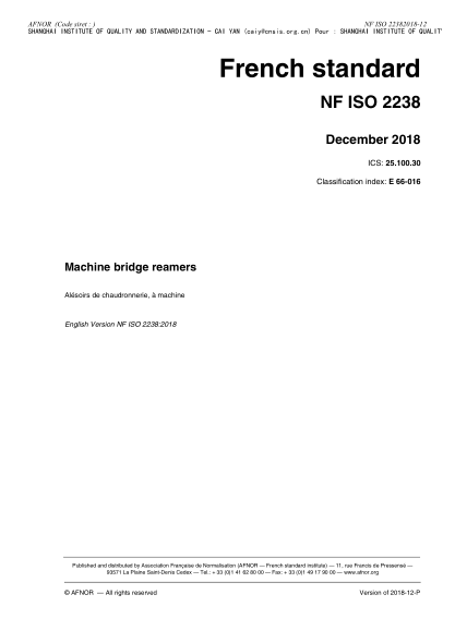 NF E66-016-2018  Machine bridge reamers