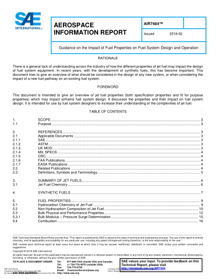 SAE AIR7484-2018  Guidance On The Impact Of Fuel Properties On Fuel System Design And Operation