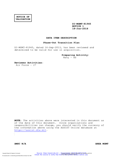 NAVY DI-MGMT-81945 VALID NOTICE 1-2018  Phase-Out Transition Plan