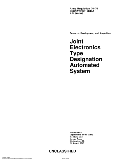 NIDS SECNAV 2830.1-2013  Joint Electronics Type Designation Automated System