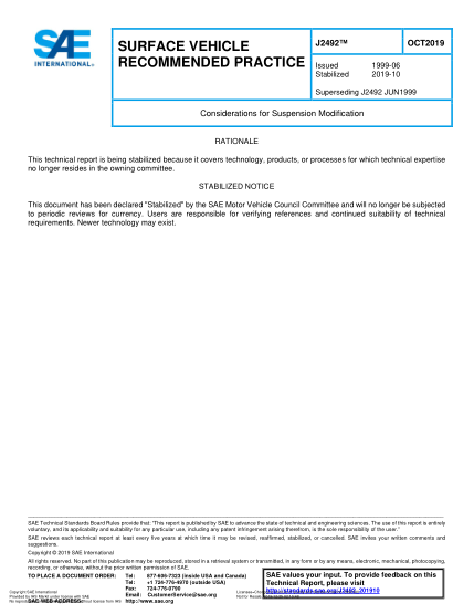 SAE J2492-2019  Considerations For Suspension Modification