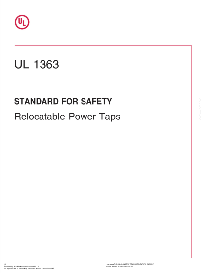 UL 1363-2018  UL Standard For Safety Relocatable Power Taps (Fifth Edition)