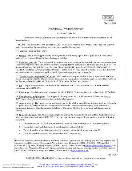 NAVY A-A-60000-2019  Stripper, Floor
