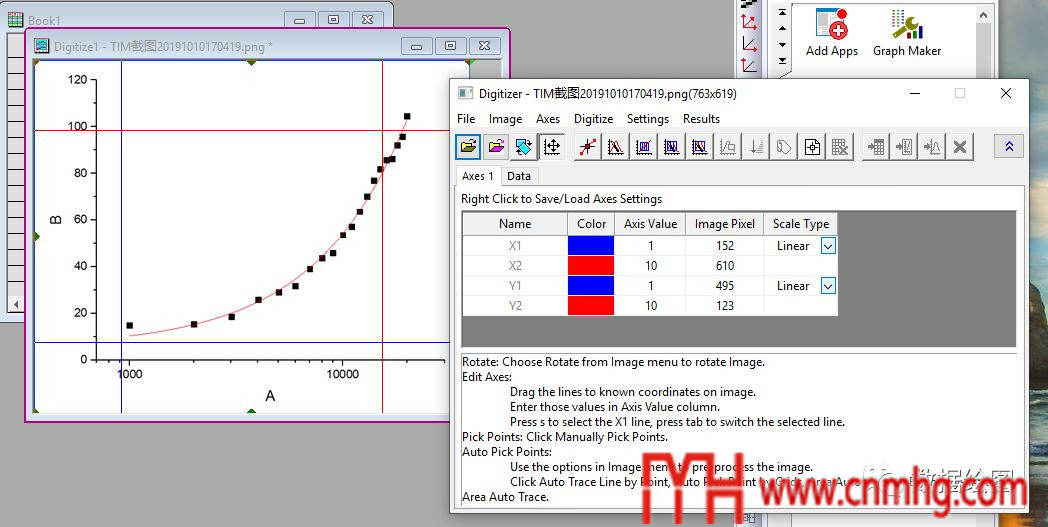 Origin(Pro):Digitizer插件的應(yīng)用5:Log10形式坐標(biāo)軸的電子化