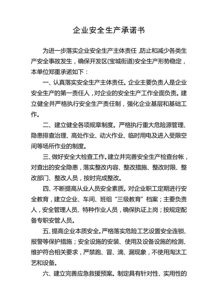 企業(yè)安全生產(chǎn)承諾書doc