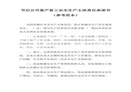 節(jié)后公司復產復工安全生產主體責任承諾書（參考范本）docx