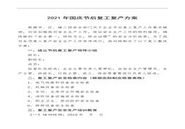 2021國(guó)慶復(fù)工“三個(gè)一”方案及檢查表doc