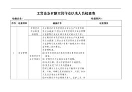 工貿(mào)企業(yè)有限空間作業(yè)執(zhí)法人員查表doc