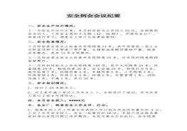 安全例會會議紀(jì)要模板（11頁）docx