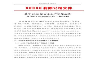 2022安全工作總結(jié)和來年安全計劃（7頁）docx