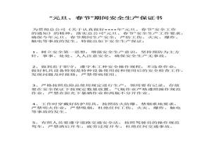 2023春節(jié)期間安全生產(chǎn)工作保證書(shū)docx