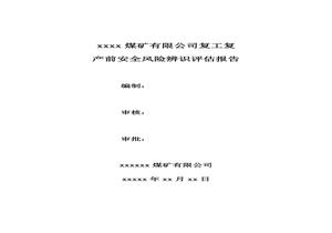  XX公司復(fù)工復(fù)產(chǎn)前安全生產(chǎn)專項(xiàng)風(fēng)險(xiǎn)辨識(shí)評(píng)估報(bào)告（9頁）docx