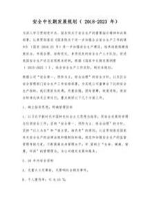 安全中長期發(fā)展規(guī)劃（ 2018-2023 年）docx