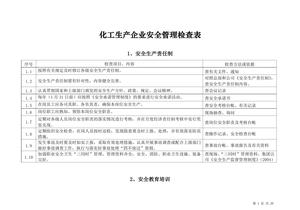 化工生產(chǎn)企業(yè)安全管理檢查表doc