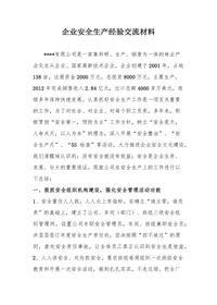 一把手談安全：公司安全生產(chǎn)先進(jìn)經(jīng)驗(yàn)交流發(fā)言稿材料docx