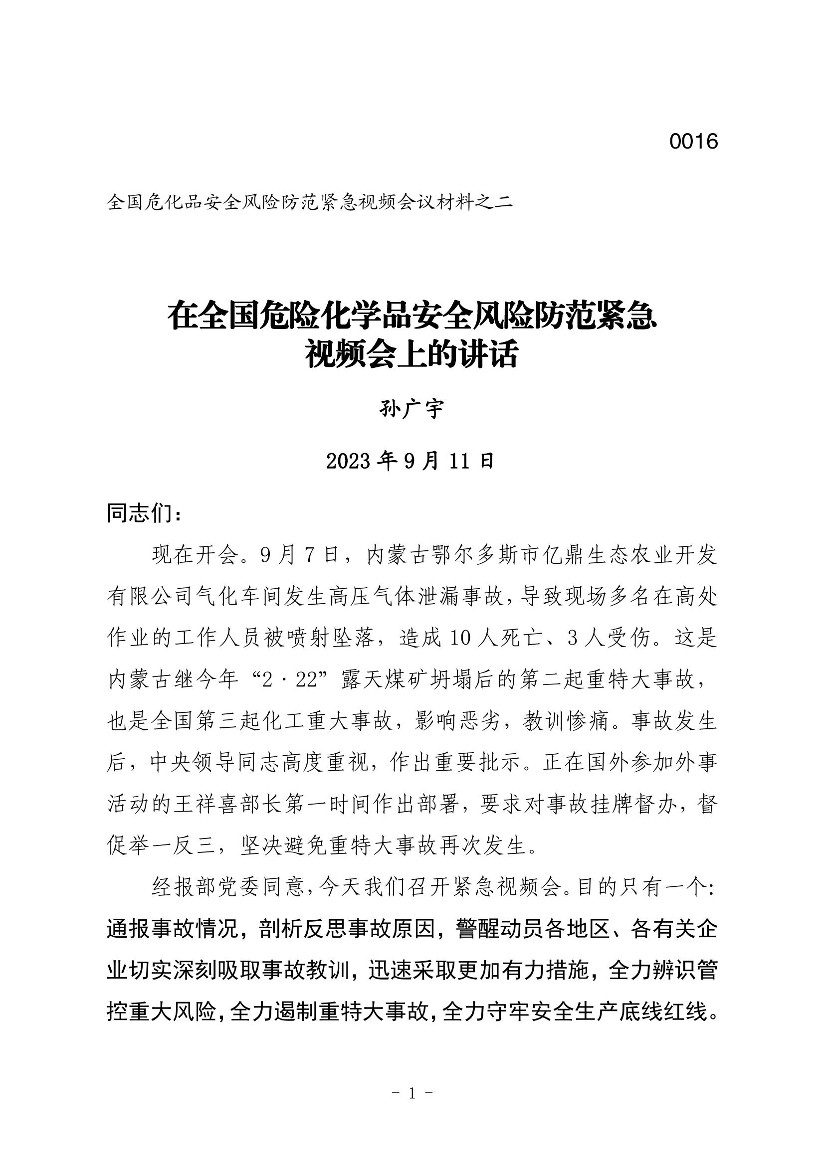 全國危化品安全風險防范緊急視頻會議材料二pdf