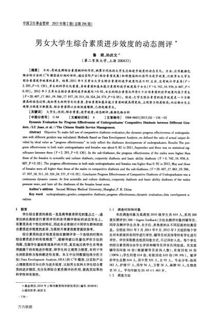 男女大學(xué)生綜合素質(zhì)進(jìn)步效度的動態(tài)測評