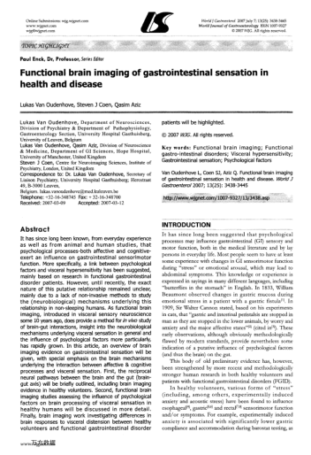 Functional brain imaging of gastrointestinal sensation in health and disease