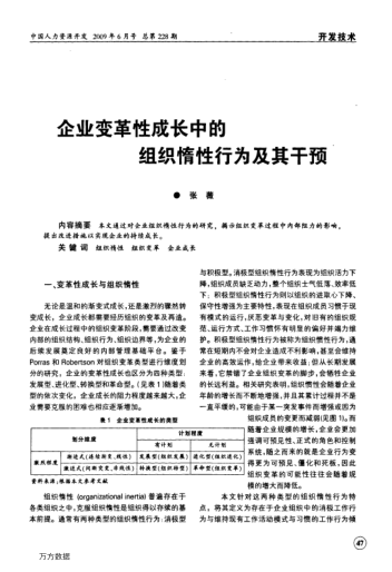 企業(yè)變革性成長中的組織惰性行為及其干預(yù)