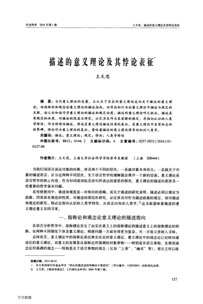 描述的意義理論及其悖論表征