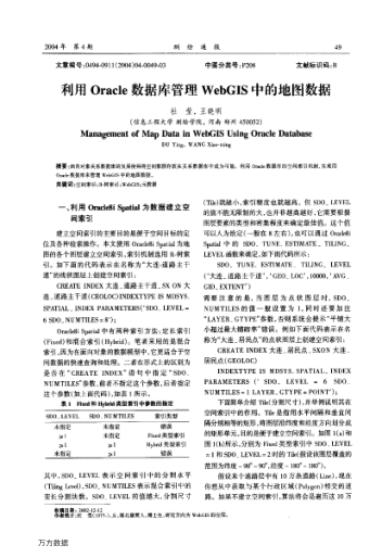利用Oracle數(shù)據(jù)庫管理WebGIS中的地圖數(shù)據(jù)