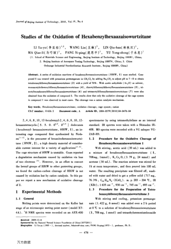 Studies of the Oxidation of Hexabenzylhexaazaisowurtzitane