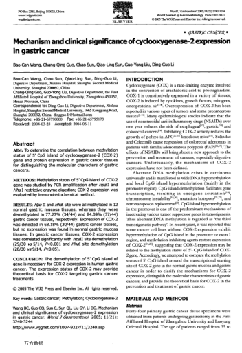 Mechanism and clinical significance of cyclooxygenase-2 expression in gastric cancer
